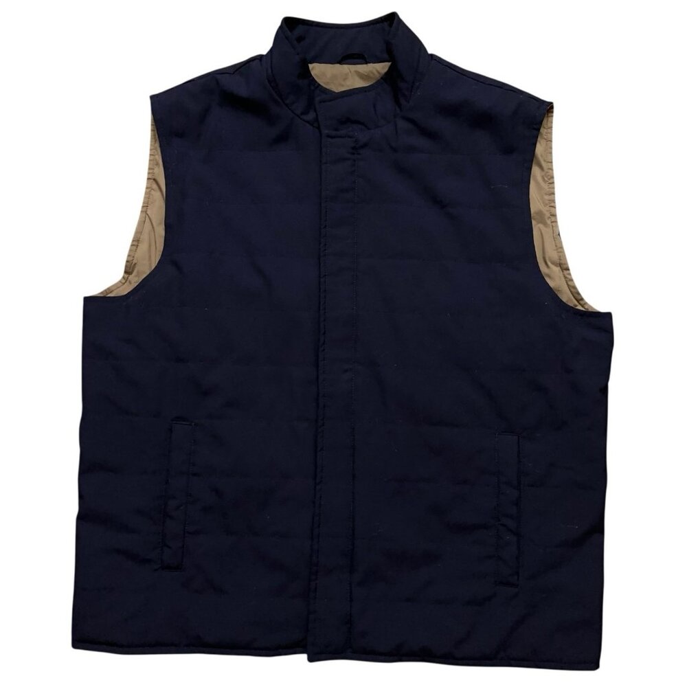 Peter Millar Collection Marina Wool Vest Mens XL Full Zip Snak Button Golf Blue